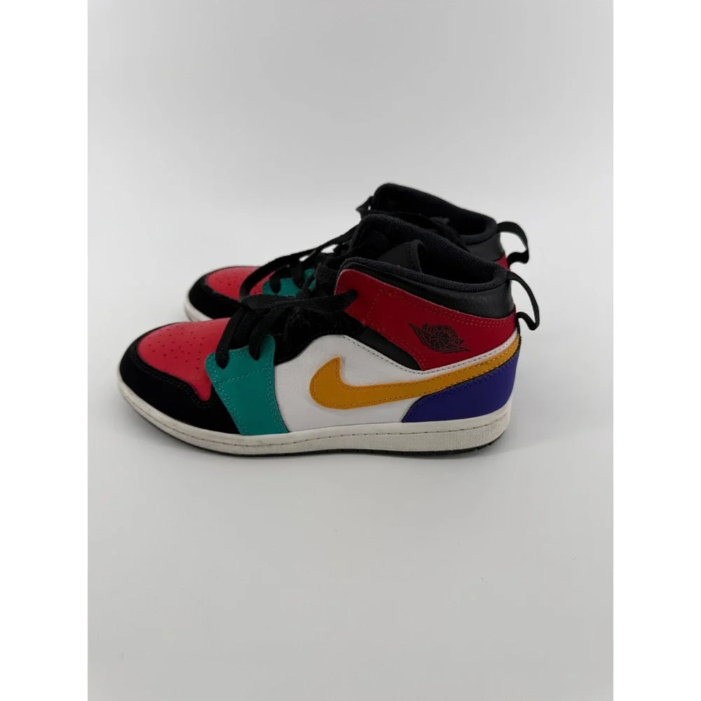 Jordan 1 Mid Multi-Color Kids Sneakers Red Blue Green Yellow 640734-125 Size 3Y